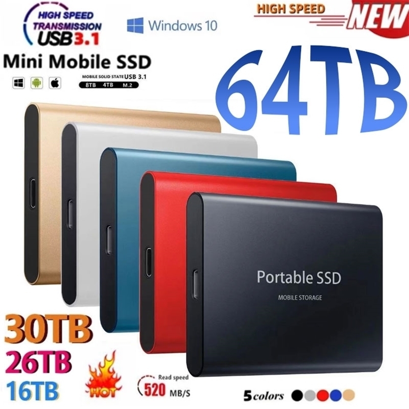 Hard Drives Portable SSD Type-C USB 3.1 4TB 6TB 16TB 30TB Drive 2TB External M.2 for Laptop Desktop Flash Memory Disk 221105
Hard Drives Portable SSD Type-C USB 3.1 4TB 6TB 16TB 30TB Drive 2TB External M.2 for Laptop Desktop Flash Memory Disk 221105