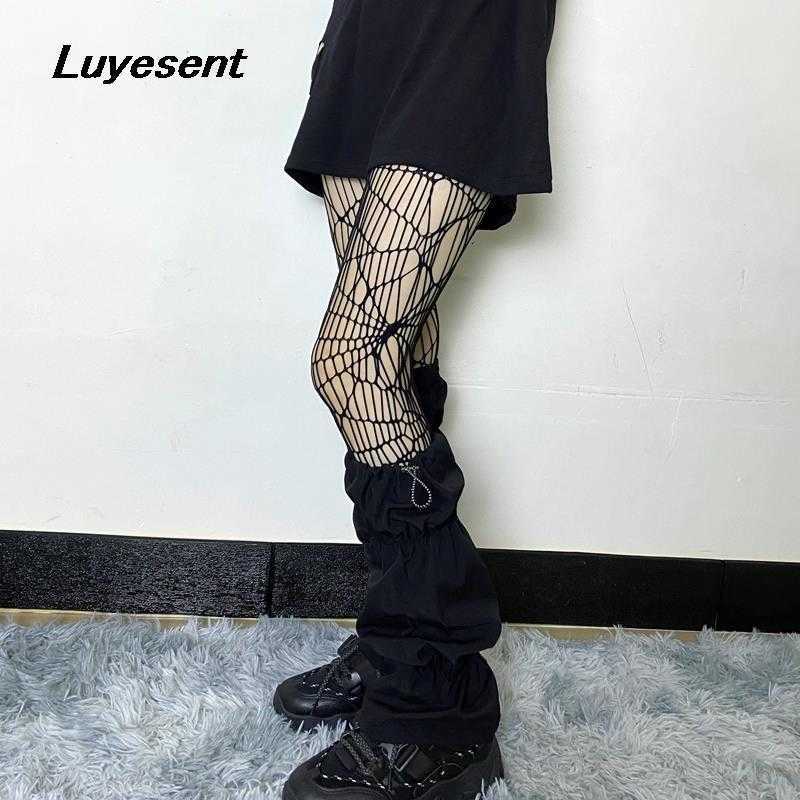 

Socks Hosiery Punk Goth Black Girl Leg Warmer Gothic Jk Lady Draw string Foot Covers Ninja Harajuku Leg Warmers Japanese Long Slouch Socks T221107