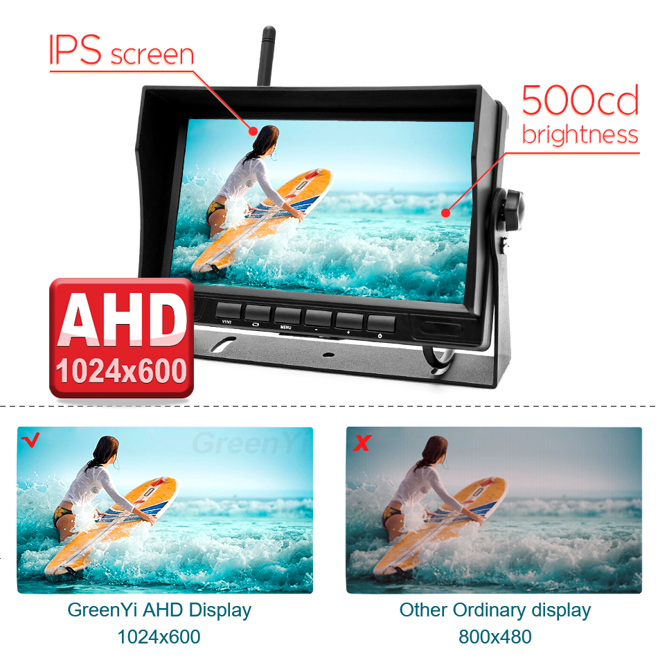 7 Inch Wireless Truck DVR Monitor AHD 720P High Definition Night Vision Reverse Backup Recorder Wifi Camera For Bus Car