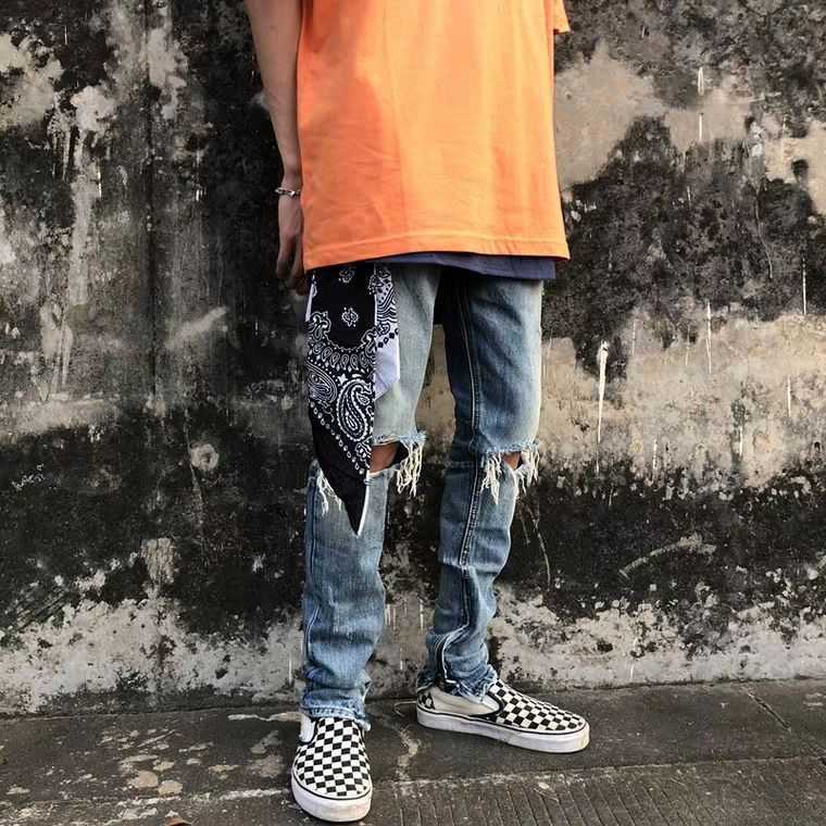 Fashion Men's Fog Pants Jeans Style High Street Pierced Trousers Slim Fitting Men Ins Trendy Justi Biber Ripped Hip Hop Fit, Light blue side white hole with hip
Fashion Men's Fog Pants Jeans Style High Street Pierced Trousers Slim Fitting Men Ins Trendy Justi Biber Ripped Hip Hop Fit, Light blue side white hole with hip