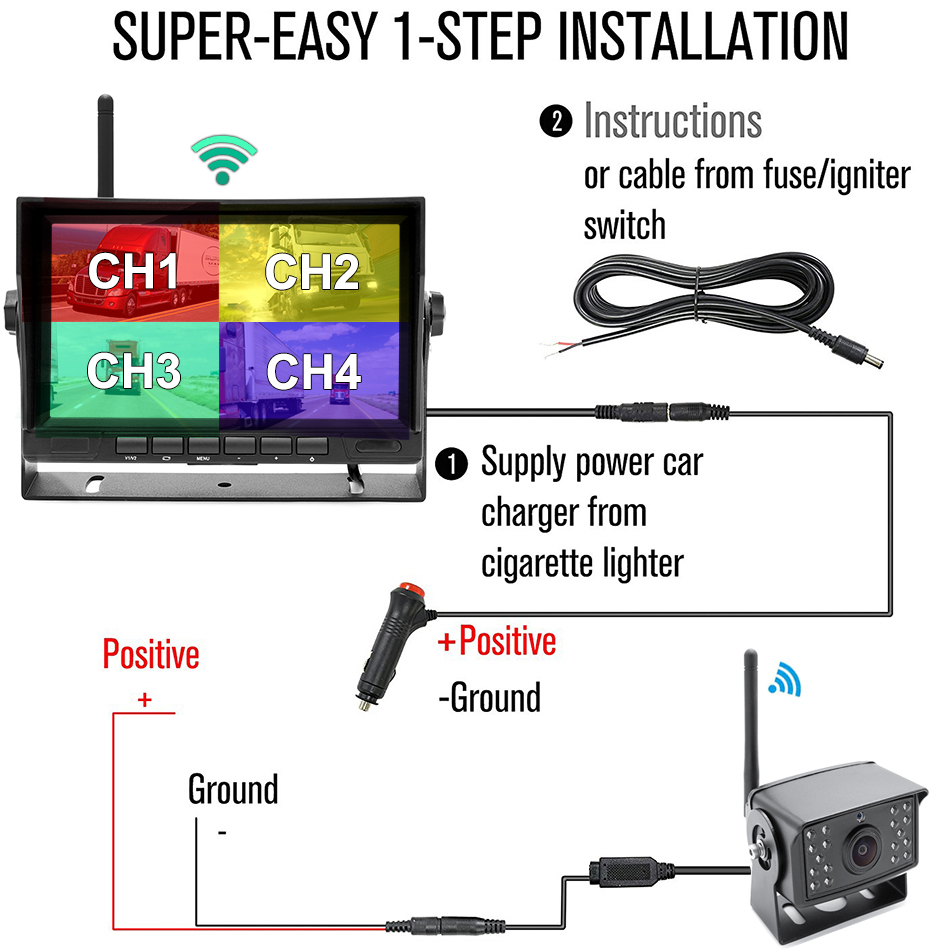 7 Inch Wireless Truck DVR Monitor AHD 720P High Definition Night Vision Reverse Backup Recorder Wifi Camera For Bus Car