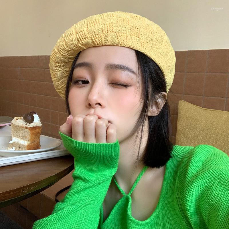 Hats Paragraph Beret Female Spring And Summer Thin Section Breathable Painter Cap Show Face Small Take Fashion Texture Sense Hat, Yellow
Hats Paragraph Beret Female Spring And Summer Thin Section Breathable Painter Cap Show Face Small Take Fashion Texture Sense Hat, Yellow