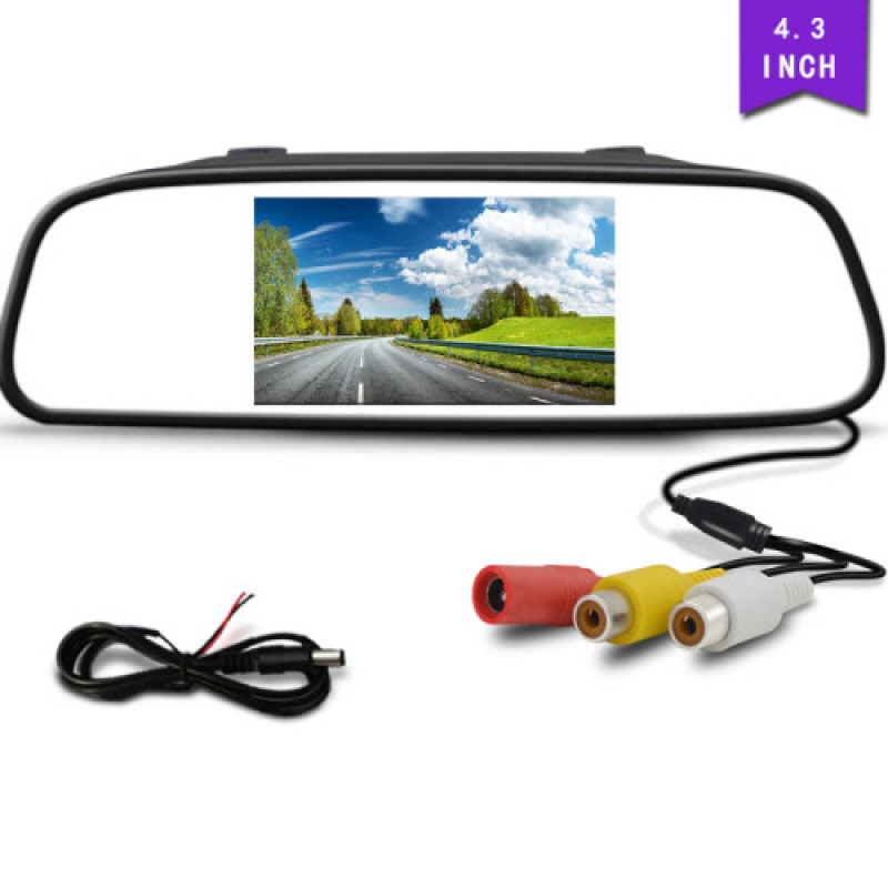 Car 4.3 Inch Rearview Mirror Monitor for Vehicle Truck Van RV Lorry Parking Rear View Backup Camera LCD Color Display 2 Vedio