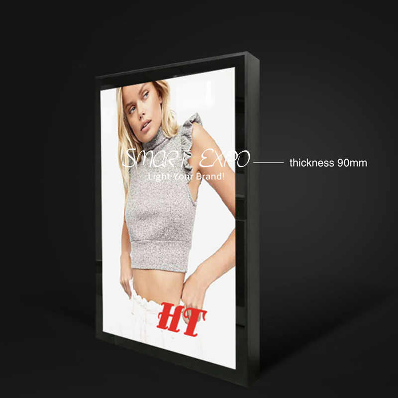 Outdoor LED Projecting Lightbox Lighted Advertising Display Sign 60x120cm Waterproof Double-Sided Magnetic Panels Wall Projection Mounting with Wooden