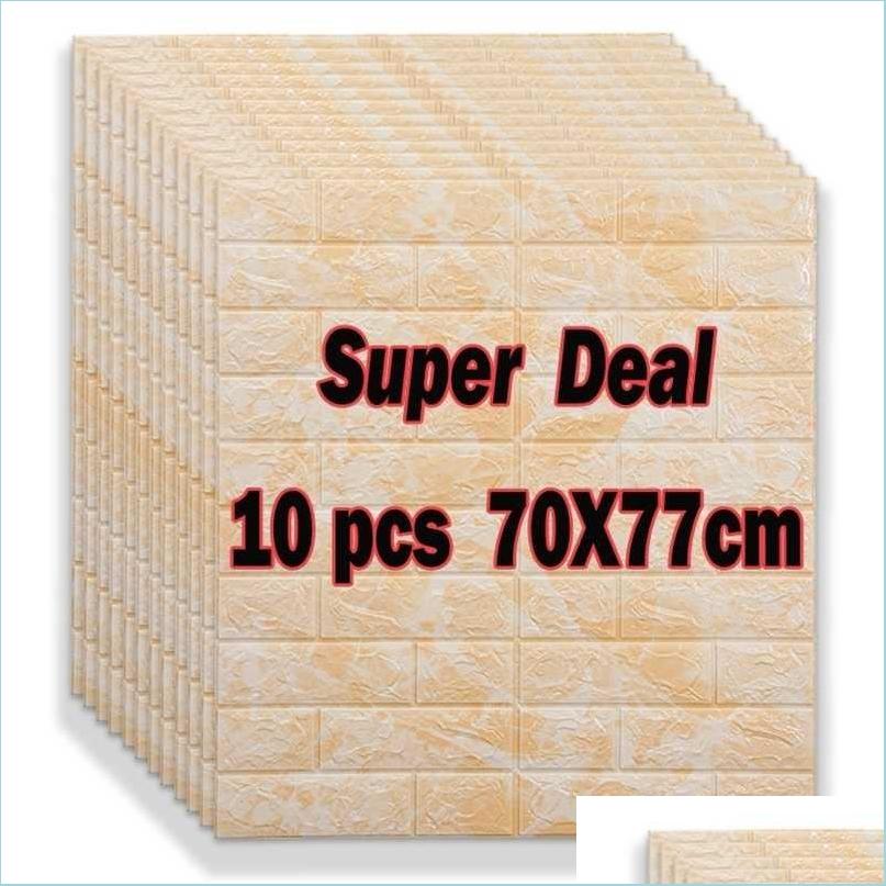 

Wall Stickers 70X77Cm 3D Wall Sticker Panels Imitation Brick Self Adhesive Wallpaper Kitchen Bedroom Home Decor Living Room De Dhgox