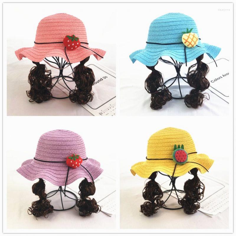 Hats Korean Princess Summer Straw Caps Girls' Wig Integrated Curly Hair Braid Fisherman Hat Baby Sun-Proof Big Brim, Fruit remarks withou
Hats Korean Princess Summer Straw Caps Girls' Wig Integrated Curly Hair Braid Fisherman Hat Baby Sun-Proof Big Brim, Fruit remarks withou