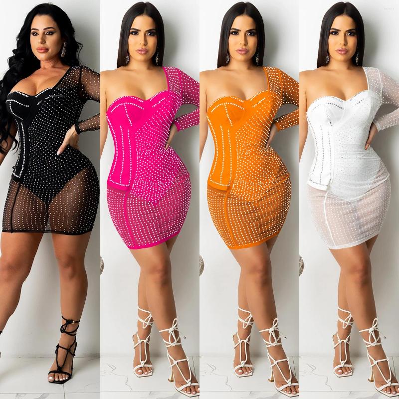 Work Dresses A7199 Women' Sexy Two-piece Fashion Solid Color One-shoulder Open-back Drill Perspective Dress Tights Suit Women, Black
Work Dresses A7199 Women' Sexy Two-piece Fashion Solid Color One-shoulder Open-back Drill Perspective Dress Tights Suit Women, Black