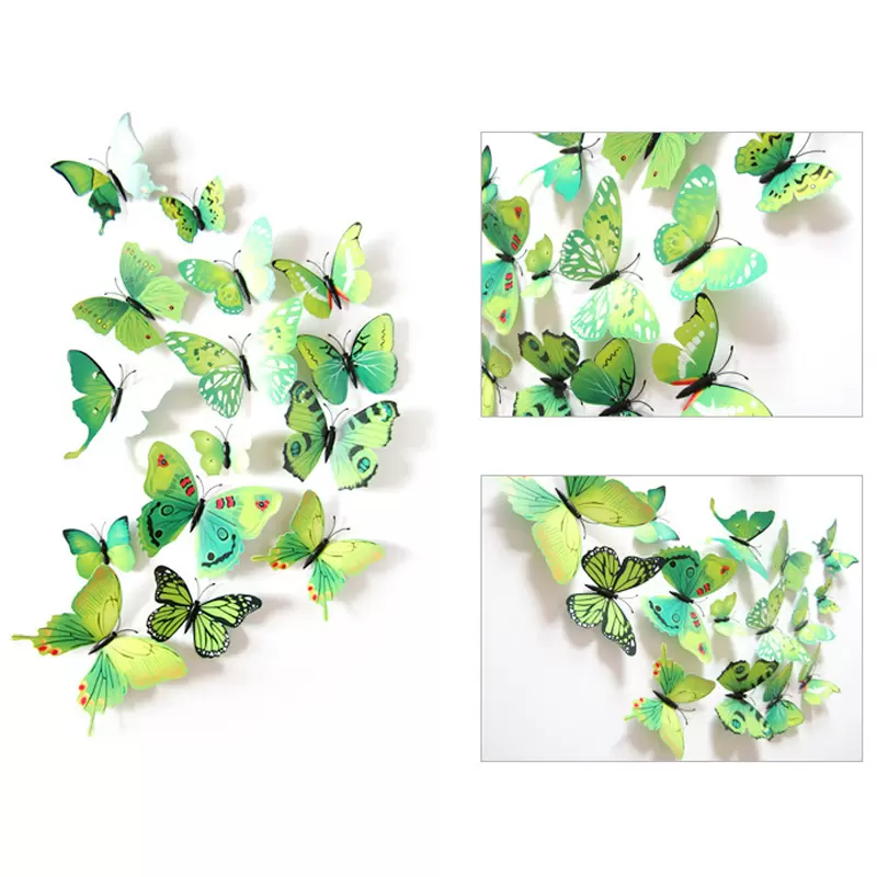 12pcs 3D Wall PVC Simulation Stereoscc Butterfly Mural Sticker Fridge Magnet Art Decal Kid Room Home Decor FY8919 0906