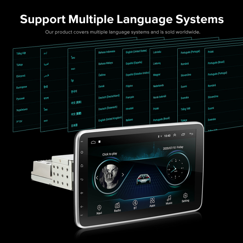 Universal 1Din Car Multimedia Player WIFI 4G Android 10 Player 9 or 10inch Rotatable Touch Screen 2 Add 32G FM Stereo Auto Car Radio