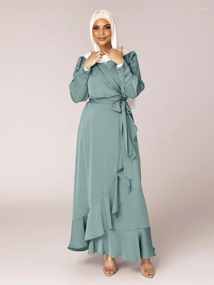Ethnic Clothing Satin Abaya Long Dress Women Elegant Wrap Around Waist Muslim Hijab African Dresses Islam Dubai Turkey Modest Abayas
Ethnic Clothing Satin Abaya Long Dress Women Elegant Wrap Around Waist Muslim Hijab African Dresses Islam Dubai Turkey Modest Abayas