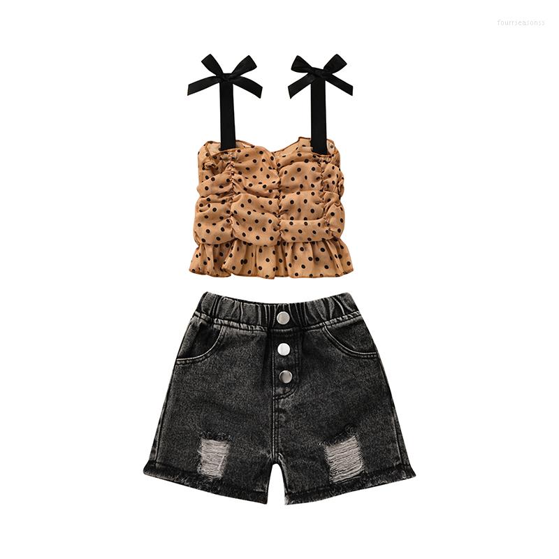 Clothing Sets Toddler Girls Outfits Clothes Kids Dot Sleeveless Sling Tank Tops Elastic Waist Ripped Denim Shorts Set, Multi
Clothing Sets Toddler Girls Outfits Clothes Kids Dot Sleeveless Sling Tank Tops Elastic Waist Ripped Denim Shorts Set, Multi