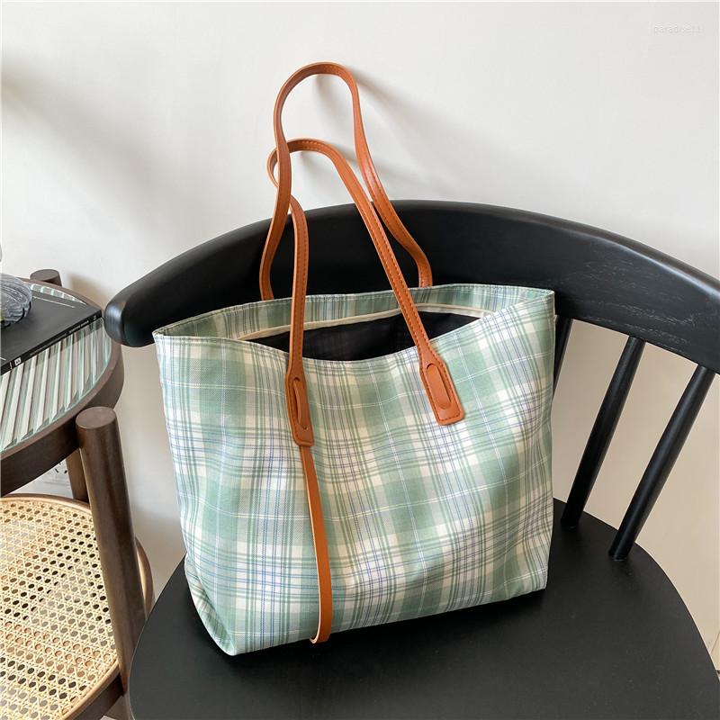 Shopping Bags Small Fresh Plaid Tote Bag Female Autumn Fashion Trend Wild Large-capacity Handbag Simple Canvas Shoulder Tide, Green
Shopping Bags Small Fresh Plaid Tote Bag Female Autumn Fashion Trend Wild Large-capacity Handbag Simple Canvas Shoulder Tide, Green