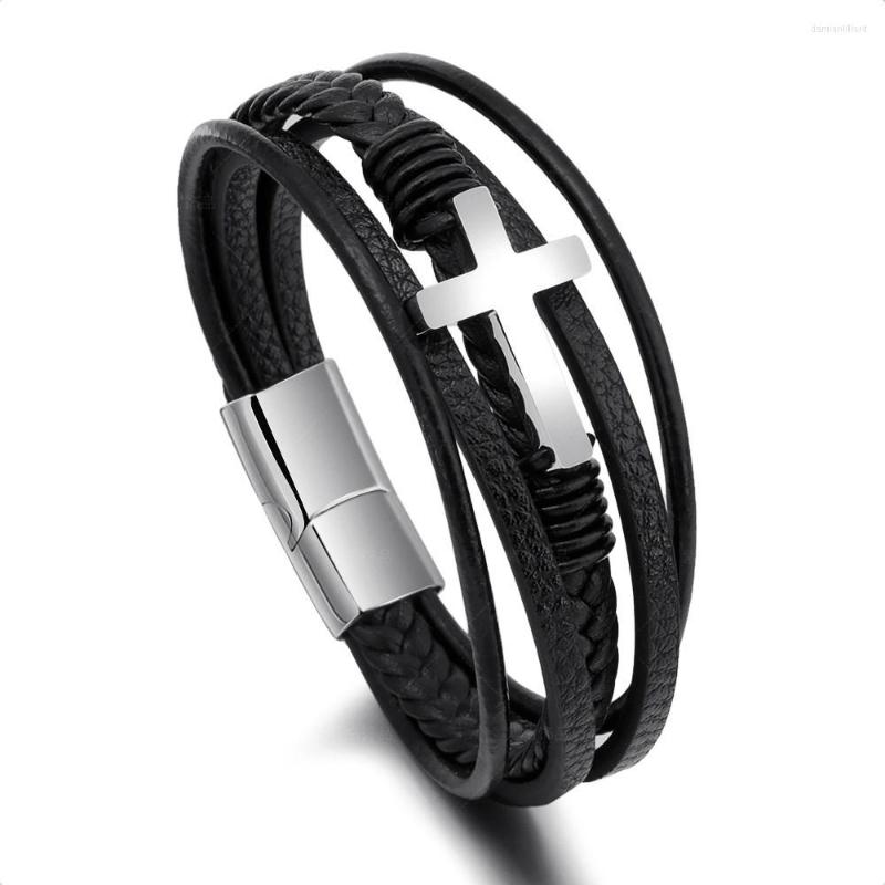 Charm Bracelets ZG Men's Bracelet Braided Handmade Leather Magnetic Buckle Stainless Steel Cross Titanium Jewelry Arrival
Charm Bracelets ZG Men's Bracelet Braided Handmade Leather Magnetic Buckle Stainless Steel Cross Titanium Jewelry Arrival