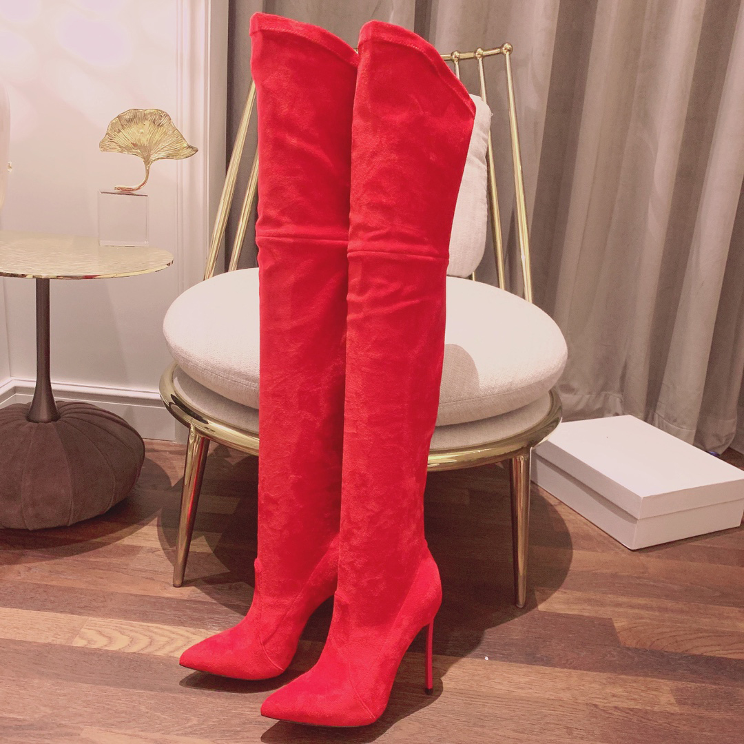 Knee-high suede boots pointed toe Leather outsole Thigh-High Boot fashion stretch 120 mm stiletto heel Boot for women luxury designer shoes factory footwear, Black
Knee-high suede boots pointed toe Leather outsole Thigh-High Boot fashion stretch 120 mm stiletto heel Boot for women luxury designer shoes factory footwear, Black