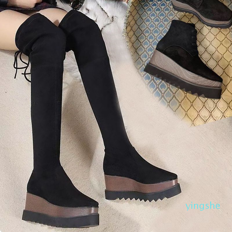 autumn winter heeled heel Long boots fashion sexy Knitted elastic boot designer shoe women Suede leather wedge heel shoes lady Thick high heels size 35-40-41, Black-casual shoes
autumn winter heeled heel Long boots fashion sexy Knitted elastic boot designer shoe women Suede leather wedge heel shoes lady Thick high heels size 35-40-41, Black-casual shoes
