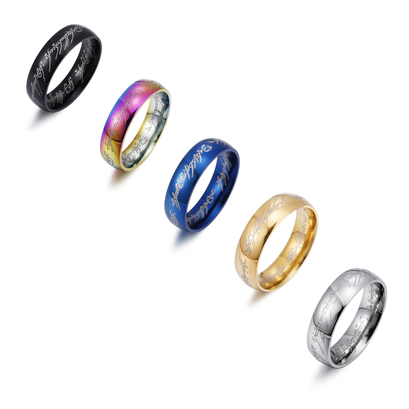 Fashion Men's 316L Titanium Steel Lord Of The Rings Classic luxury Designer Couple Unisex's Band Ring Jewelry Never Fade Size 7-12