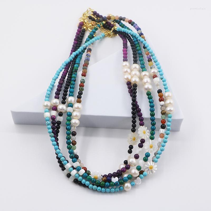 Choker Elegant Fresh Water Pearls Shell Flower Heart Necklace Women Girls 4mm Natural Stone Beads Turqouise Black Agate Nekclace
Choker Elegant Fresh Water Pearls Shell Flower Heart Necklace Women Girls 4mm Natural Stone Beads Turqouise Black Agate Nekclace