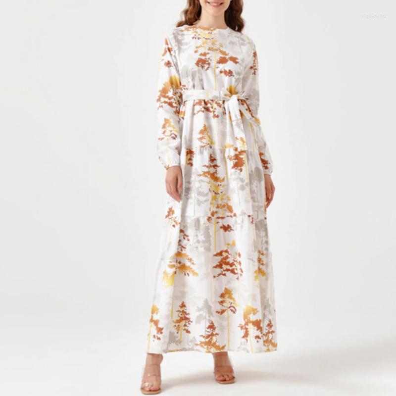 Ethnic Clothing White Maxi Dresses For Women Floral Print Fashion O-Neck Casual Abaya Dubai Robe Muslim Sashes Swing Dress Holiday Design
Ethnic Clothing White Maxi Dresses For Women Floral Print Fashion O-Neck Casual Abaya Dubai Robe Muslim Sashes Swing Dress Holiday Design