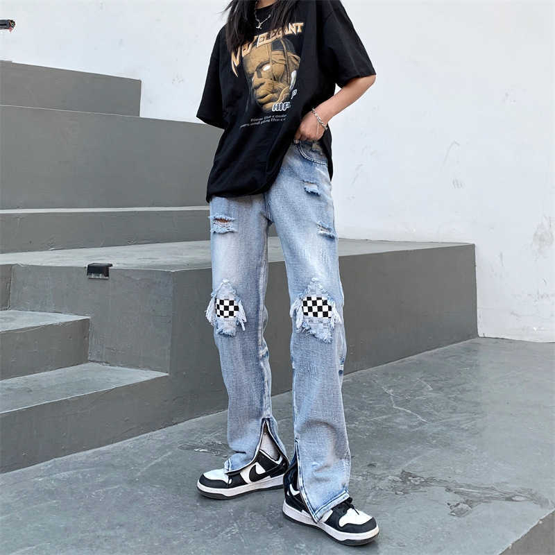 Pants Men' Fog Jeans Fashion High Street Checker Waist Elastic Men Women Worn Straight Cut Floor Justi Biber Ripped Hip Hop Slim Fit, Light blue
Pants Men' Fog Jeans Fashion High Street Checker Waist Elastic Men Women Worn Straight Cut Floor Justi Biber Ripped Hip Hop Slim Fit, Light blue