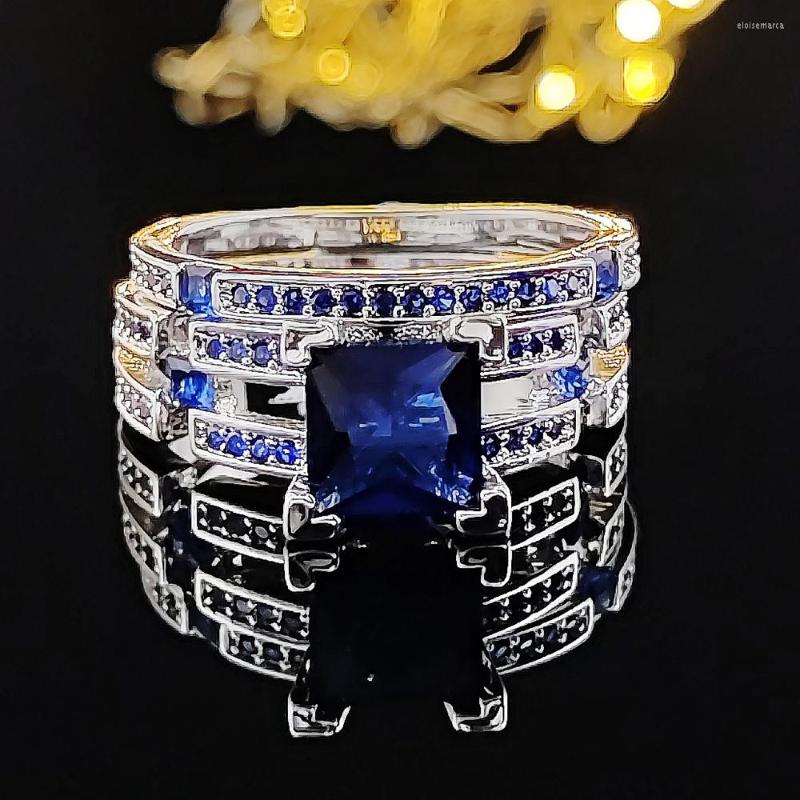 Cluster Rings 2022 Luxury Blue Color Princess Silver Bride Wedding Ring Set For Women Lady Anniversary Gift Jewelry Bulk Sell R5862
Cluster Rings 2022 Luxury Blue Color Princess Silver Bride Wedding Ring Set For Women Lady Anniversary Gift Jewelry Bulk Sell R5862