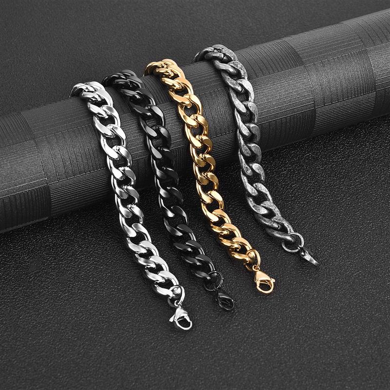 Men's Bracelet Stainless Stel Curb Cuban Link Chain Bracelets for Women Fashion Punk Male Bangle