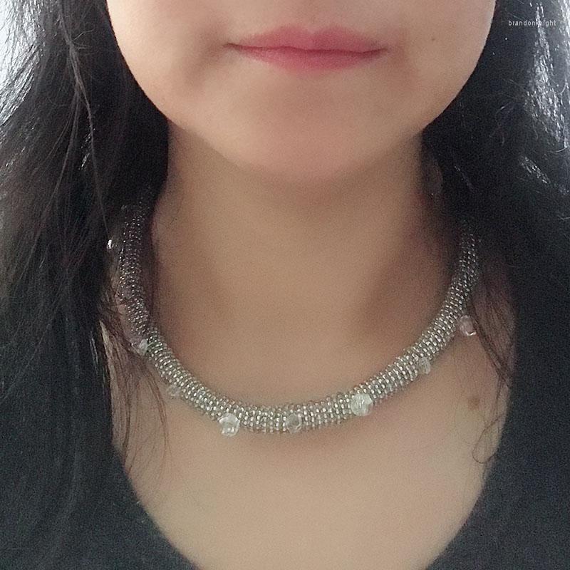 Choker Women Dreamlike Shiny Natural Crystal White Glass Beads Silver Color Magnetic Clasps Thick Necklace Neck Chain Jewelry
Choker Women Dreamlike Shiny Natural Crystal White Glass Beads Silver Color Magnetic Clasps Thick Necklace Neck Chain Jewelry
