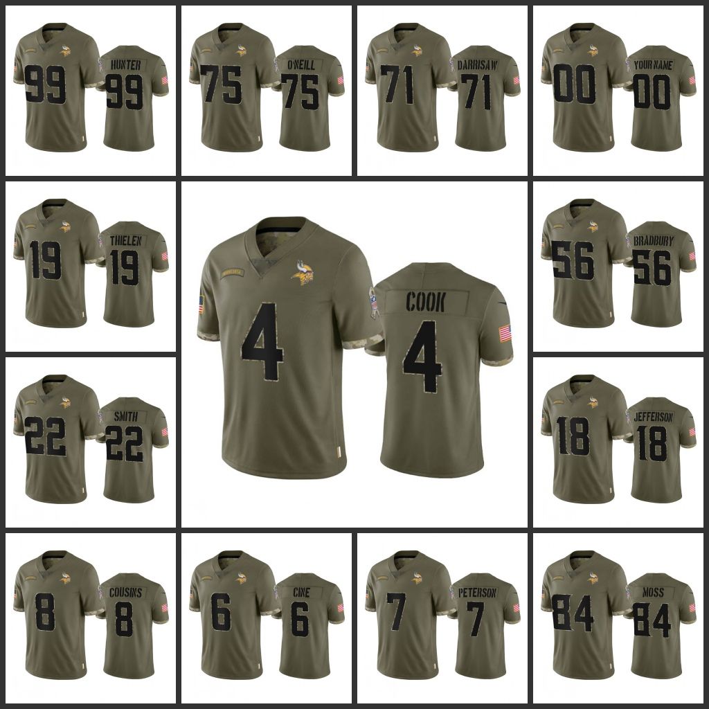 Jerseys Minnesota''Vikings''Men #4 Dalvin Cook 18 Justin Jefferson 19 Adam Thielen Custom Women Youth Olive 2022 Salute To Service Jersey Wholesale Custom
Jerseys Minnesota''Vikings''Men #4 Dalvin Cook 18 Justin Jefferson 19 Adam Thielen Custom Women Youth Olive 2022 Salute To Service Jersey Wholesale Custom