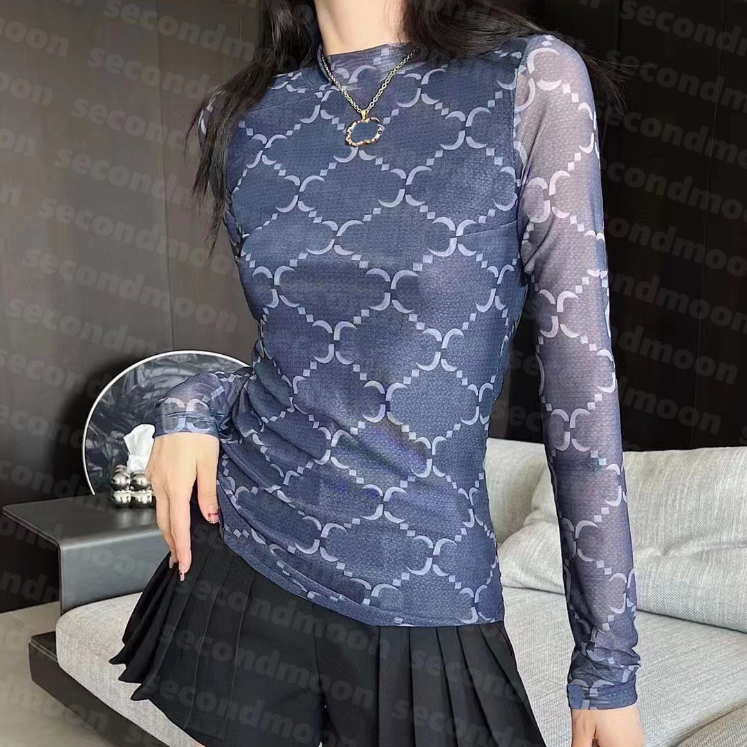 Women Breathable T Shirts Letter Print Designer Tee Fashion Mesh Tee Long Sleeved Bottoming Shirt, Blue
Women Breathable T Shirts Letter Print Designer Tee Fashion Mesh Tee Long Sleeved Bottoming Shirt, Blue