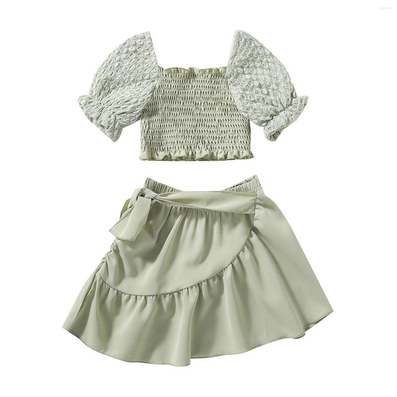 Clothing Sets 0-6Years 2PCS Toddler Girls Summer Outfits Short Sleeve Smocked Tops Tie Side Skirt Set, Picture shown
Clothing Sets 0-6Years 2PCS Toddler Girls Summer Outfits Short Sleeve Smocked Tops Tie Side Skirt Set, Picture shown