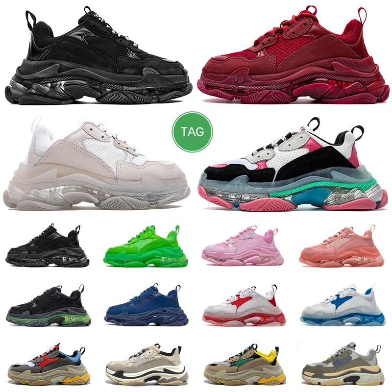 

Designer triple s men women casual shoes sneakers platform black white grey red pink blue green Light Tan oreo mens trainers sports fashion tennis size 36-45, #24