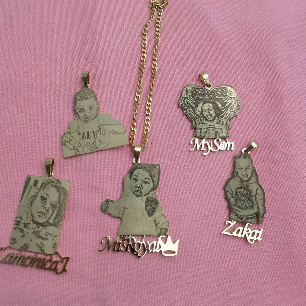 Pendant Necklaces DOREMI Custom Po Necklace with Name Pendent Picture any Character/Cartoon Nameplate Stainless for Family Gifts 221107