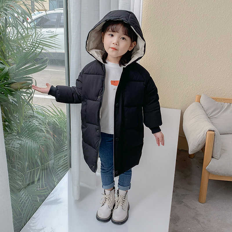 Children's Down Cotton Padded Clothes Boys' Middle And Long Girls' Winter Clothes Korean Cotton Padded Clothes Baby Thickened