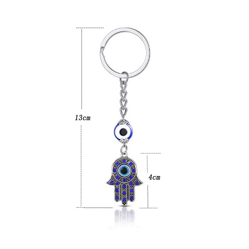Hamsa Fatima Hand Key Rings Keychains Holder Greek Blue Evil Eye Pendants Key Chains Keyrings Turkish Lucky Jewelry
