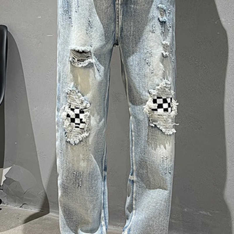 Fashion Jeans Men' Pants Fog Broken Chessboard Ins Chaogao Street Design Straight Tube Justi Biber Ripped Hip Hop Slim Fit Designer Luxury, Blue
Fashion Jeans Men' Pants Fog Broken Chessboard Ins Chaogao Street Design Straight Tube Justi Biber Ripped Hip Hop Slim Fit Designer Luxury, Blue