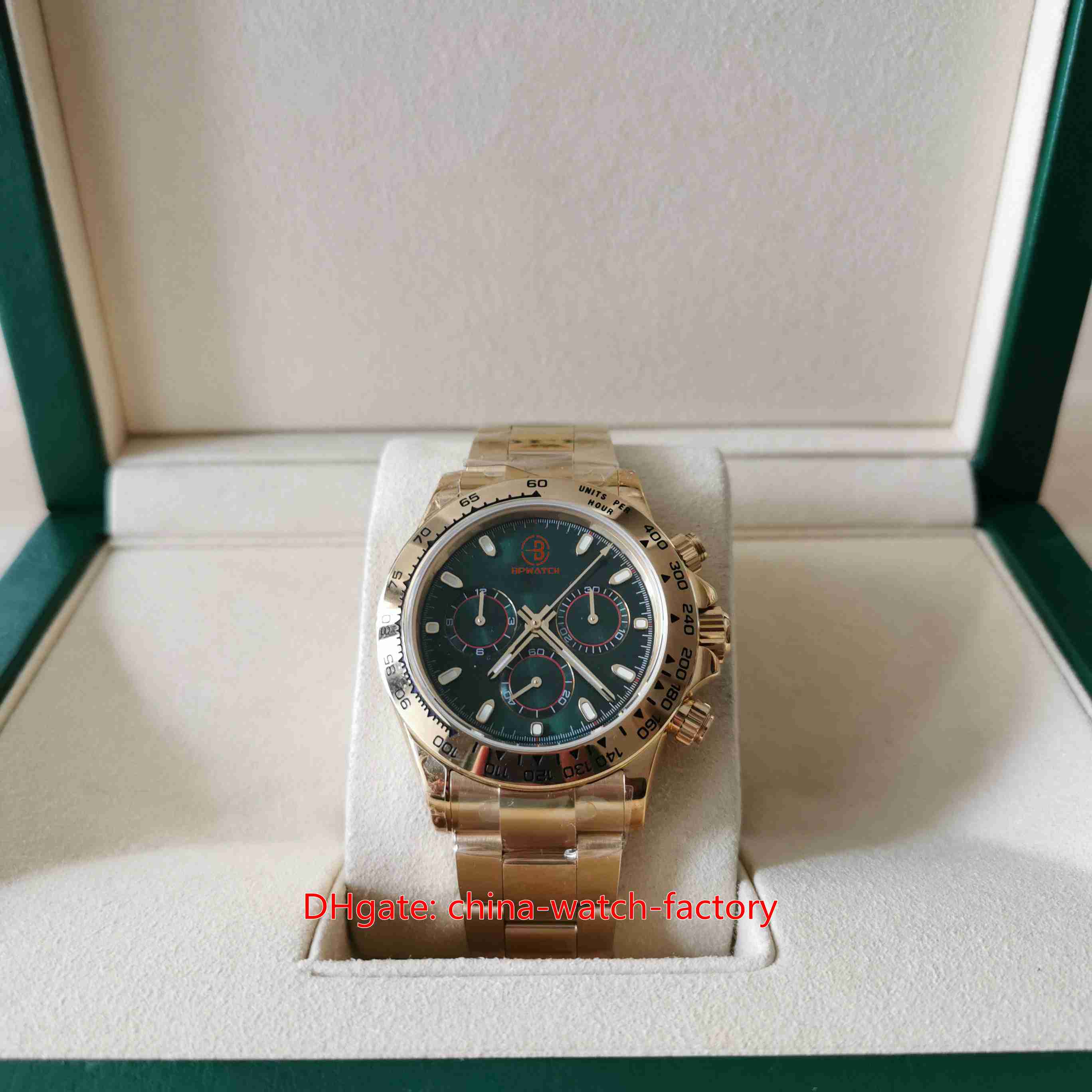 Better Quality Mens Watch JHF Maker 40mm 116508-0013 Chronograph Watches Green Dial 18k Yellow Gold CAL.4130 Movement Mechanical Automatic Men's Wristwatches, No box papers
Better Quality Mens Watch JHF Maker 40mm 116508-0013 Chronograph Watches Green Dial 18k Yellow Gold CAL.4130 Movement Mechanical Automatic Men's Wristwatches, No box papers