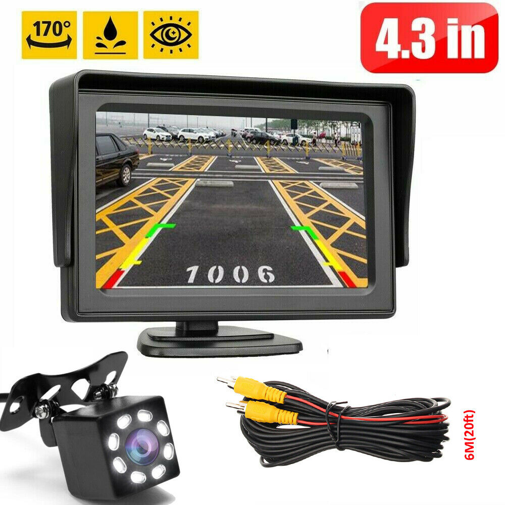 Car Rear View Camera Wide Degree 4.3 inch TFT LCD Color Display Monitor Waterproof Night Vision Reversing Backup Camera