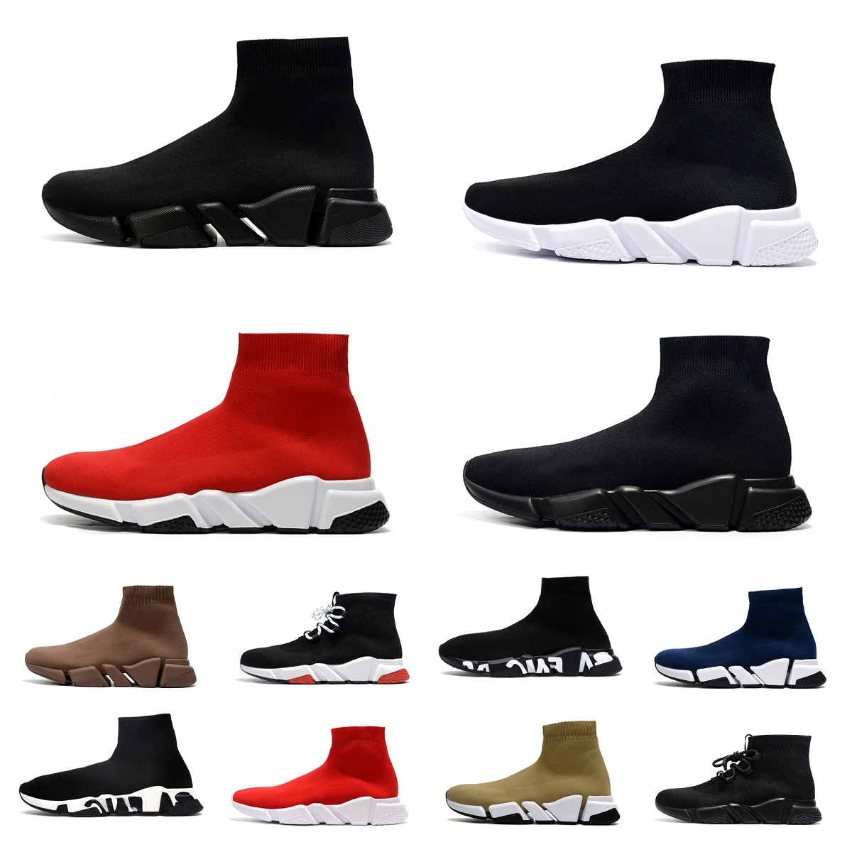 

Designer Sock lace-up Casual Shoes Speed Runner Trainer 1.0 Sneakers Luxury Women Men black Fashion Socks Speeds Sneaker Platform Stretch Knit Lace-up paris trainers, W022