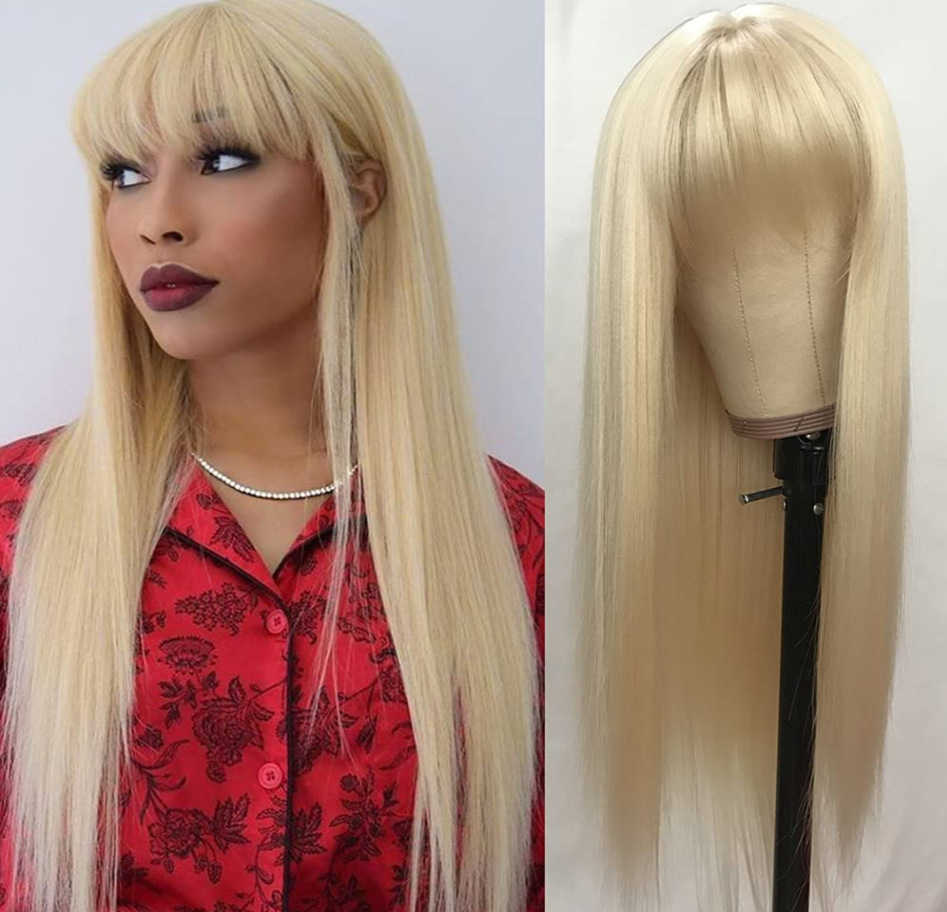 Hair Lace Wigs Wig Women's Long Straight Hair Mechanism Chemical Fiber Headgear Synthetic Wigs, 613#