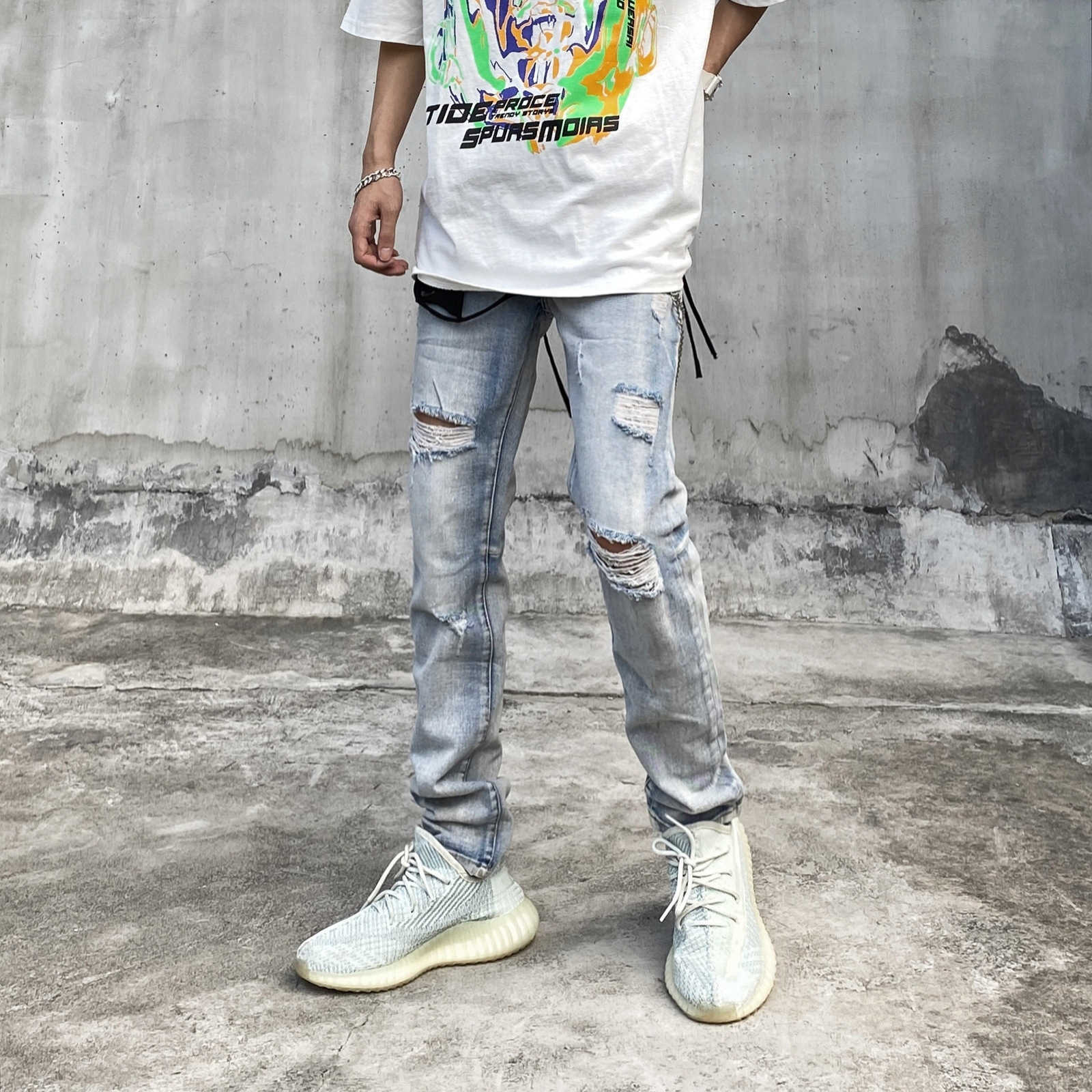 Pants Jeans Fashion Men's Fog High Street Brand Color Broken Men Wash Worn Slim Beggar Justi Biber Ripped Hip Hop Fit Designer Luxury, Light blue
Pants Jeans Fashion Men's Fog High Street Brand Color Broken Men Wash Worn Slim Beggar Justi Biber Ripped Hip Hop Fit Designer Luxury, Light blue