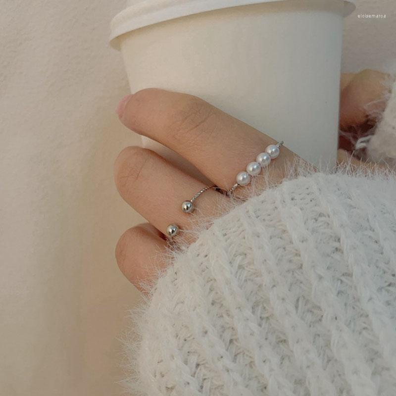 Wedding Rings Trendy Fashion Silver Color Beads Pearl For Women Chic Open Circle Pearls Ball Ring Party Finger Jewelry Anillo