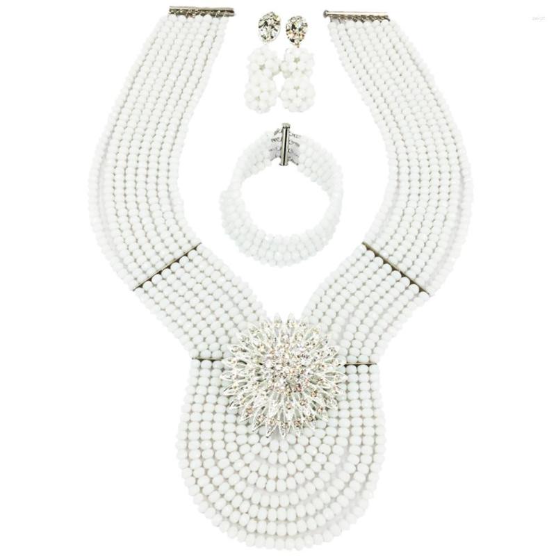 Necklace Earrings Set Fashion White African Beads Jewelry Crystal Nigerian Wedding Beaded Bracelet Sets 8WD05, Picture shown
Necklace Earrings Set Fashion White African Beads Jewelry Crystal Nigerian Wedding Beaded Bracelet Sets 8WD05, Picture shown