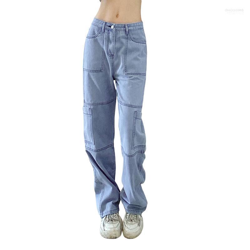 Women' Jeans Pockets Patchwork Baggy Fashion Streetwear Cotton Women Denim Trouser Loose Cargo Pants Harajuku Women, Blue
Women' Jeans Pockets Patchwork Baggy Fashion Streetwear Cotton Women Denim Trouser Loose Cargo Pants Harajuku Women, Blue