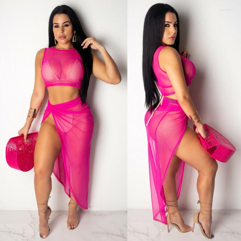 Work Dresses Women Set Beachwear Perspective Sheer Sleeveless Crop Tops High Split Skirt Knot Draped Wrap 2 Pcs Sets Holidays Beach Swimwear, Black
Work Dresses Women Set Beachwear Perspective Sheer Sleeveless Crop Tops High Split Skirt Knot Draped Wrap 2 Pcs Sets Holidays Beach Swimwear, Black