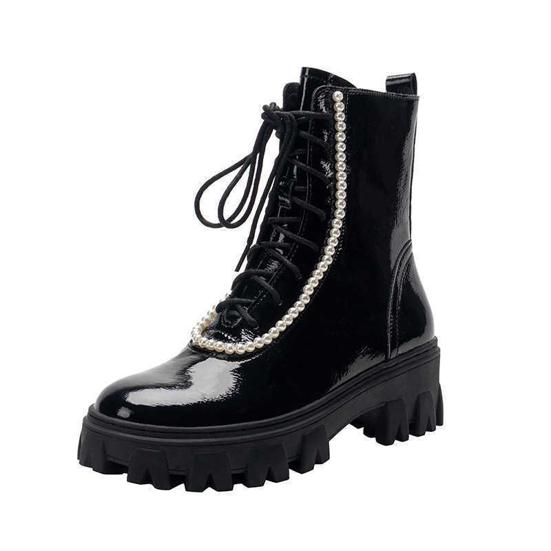 Boots Leather For Women Shoes Pearl Thick Soled Martin Boots New Style Winter Strap Short Side Zipper Black Women's, Black (plush)
Boots Leather For Women Shoes Pearl Thick Soled Martin Boots New Style Winter Strap Short Side Zipper Black Women's, Black (plush)