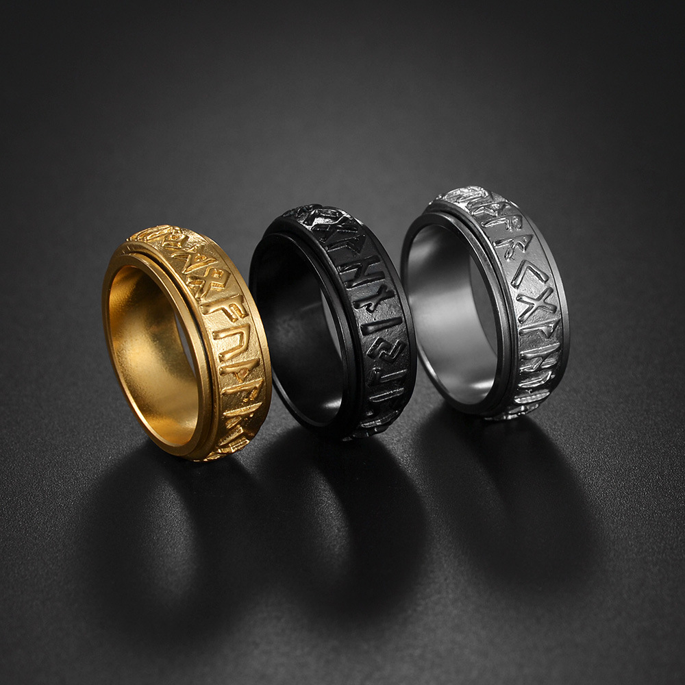 Spinner Rings Stainless Steel Rings Elder Futhark Runes Ring Norse Mythology Asgard Viking Religious Amulet Talisman Jewelry vintage punk
Spinner Rings Stainless Steel Rings Elder Futhark Runes Ring Norse Mythology Asgard Viking Religious Amulet Talisman Jewelry vintage punk