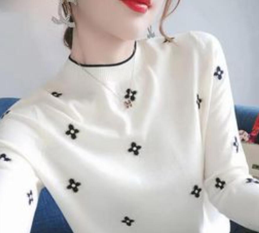 Women Sweater Exquisite Embroidery Knitwear Autumn and Winter Female New Slim Large Size Bottom Shirt Korean Knit 3XL 4XL, 02
Women Sweater Exquisite Embroidery Knitwear Autumn and Winter Female New Slim Large Size Bottom Shirt Korean Knit 3XL 4XL, 02