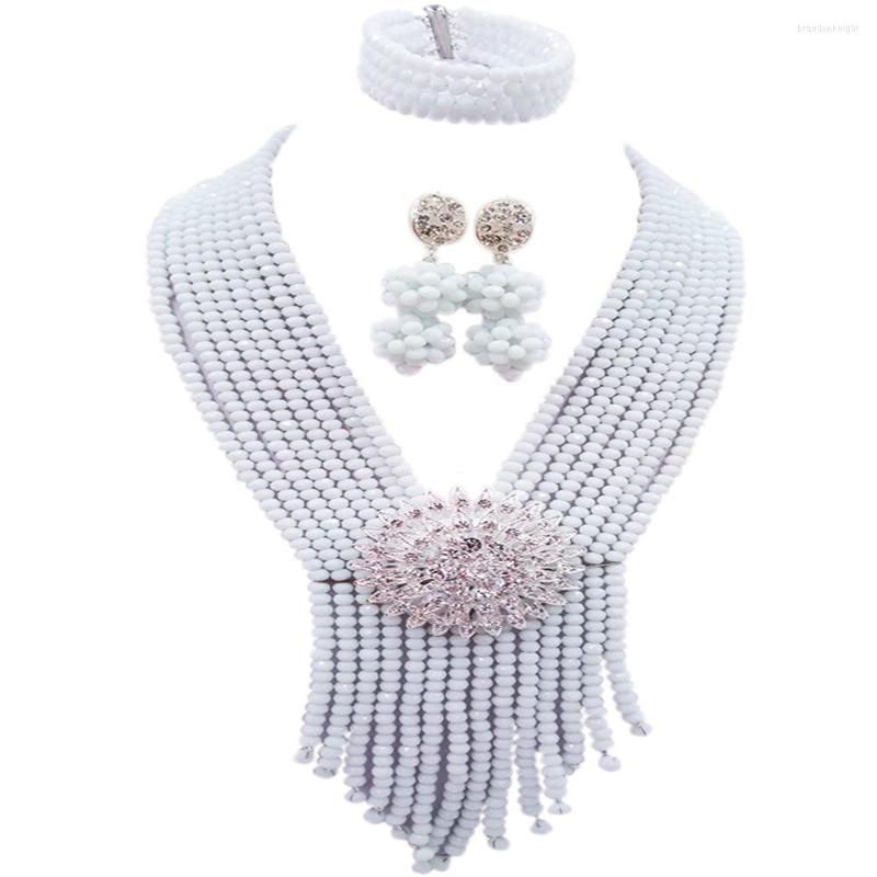 Necklace Earrings Set White African Jewelry Crystal Beaded Nigerian Wedding Bracelet For Women Party 8SK08, Picture shown
Necklace Earrings Set White African Jewelry Crystal Beaded Nigerian Wedding Bracelet For Women Party 8SK08, Picture shown