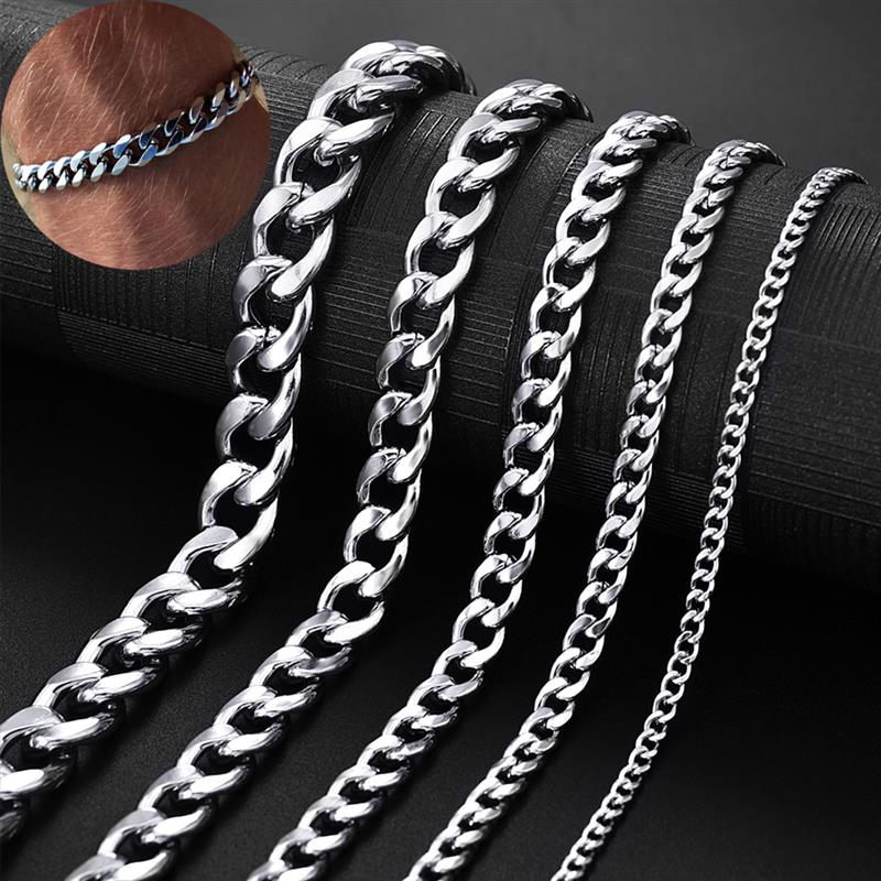 Men's Bracelet Stainless Stel Curb Cuban Link Chain Bracelets for Women Fashion Punk Male Bangle