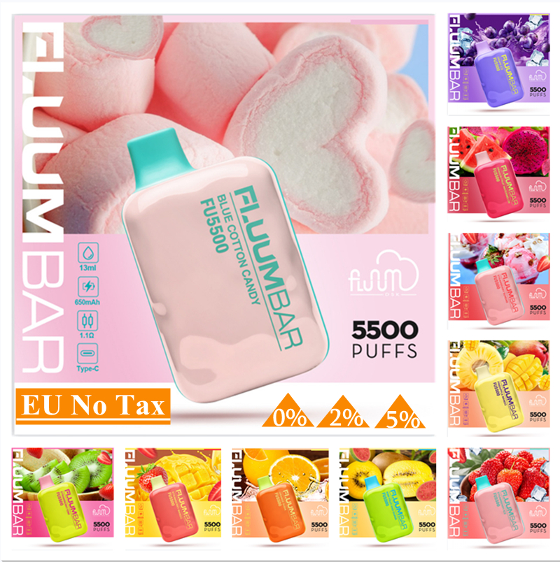 Fluum Bar FU5500 Disposable Vape Pen ECigarette 0% 2% 5% Wholesale BC5000 Puffs Customized Logo Vaporizer Recharge Battery Mesh Coil Puffes vaper vapes pens EU NO TAX
Fluum Bar FU5500 Disposable Vape Pen ECigarette 0% 2% 5% Wholesale BC5000 Puffs Customized Logo Vaporizer Recharge Battery Mesh Coil Puffes vaper vapes pens EU NO TAX