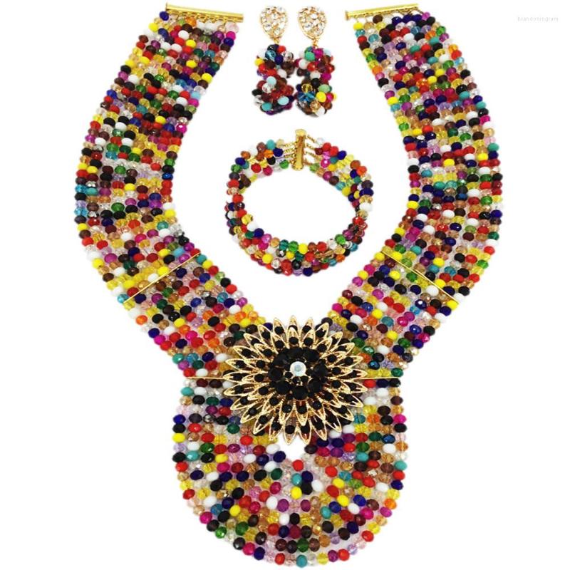 Necklace Earrings Set Multicolors African Beads Jewelry Crystal Nigerian Wedding Folk Bracelet Sets 8WD08, Picture shown
Necklace Earrings Set Multicolors African Beads Jewelry Crystal Nigerian Wedding Folk Bracelet Sets 8WD08, Picture shown